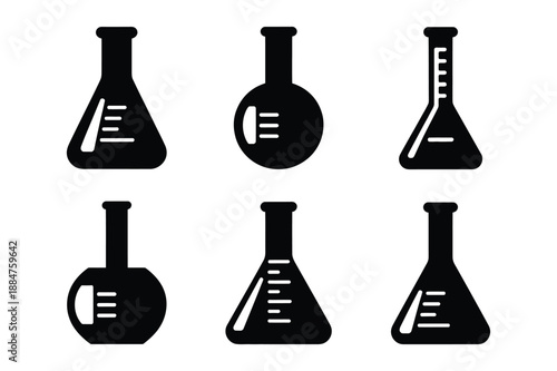 Laboratory Flasks and Beakers Icons - Science Set