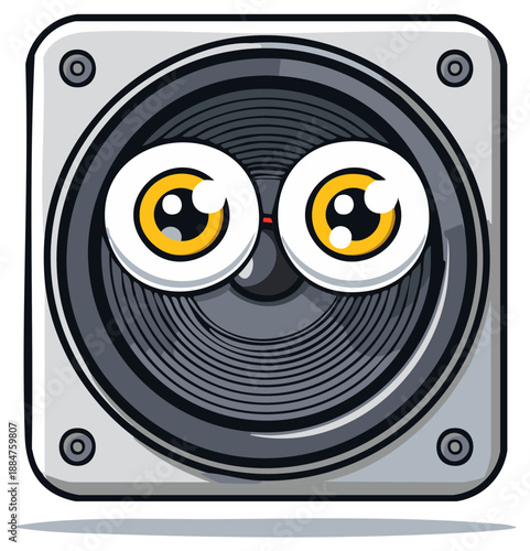 Cartoon Speaker Character with Googly Eyes: Sound System Fun