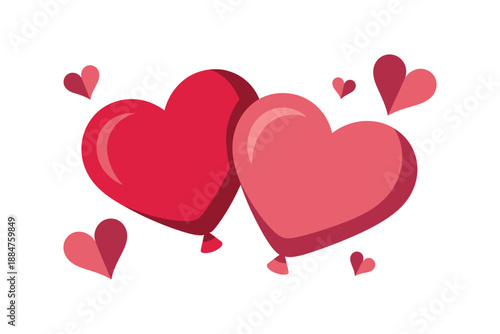 A digital illustration of two large hearts surrounded by smaller hearts on a white background, symbolizing love and affection.