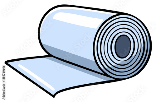 Cartoon illustration of a paper towel roll, partially unrolled