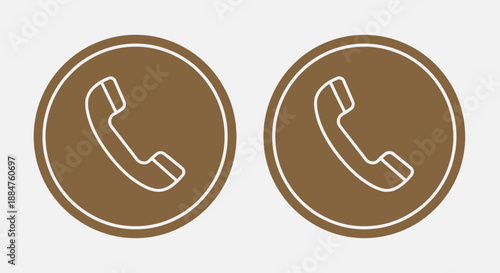Brown telephone icons on white background for communication and contact purposes