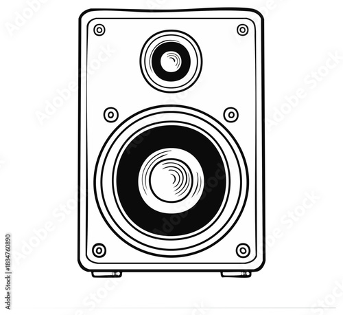 Audio Speaker Illustration Black and White Sound System