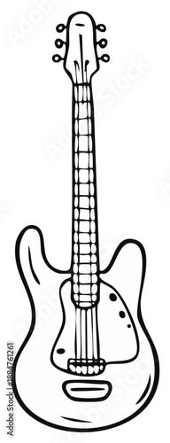 Hand drawn electric guitar sketch in a simple black line art style