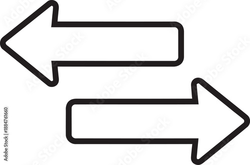 Two arrows pointing in opposite directions on white background