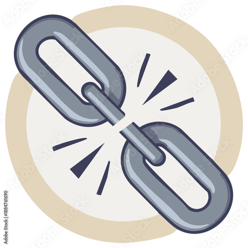 Broken chain link illustration symbolizing connection loss and disruption