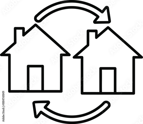 House swap or exchange concept icon