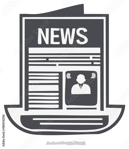 News Publication Icon - Illustration of a Newspaper Display