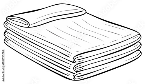 Stack of Folded Laundry Line Art Simple Illustration Freshly Laundered Clothing