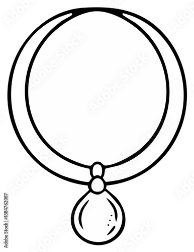 Simple outline drawing of a pendant necklace with a teardrop charm and smooth rounded chain
