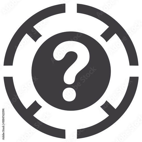 Question mark inside of a target circle symbol