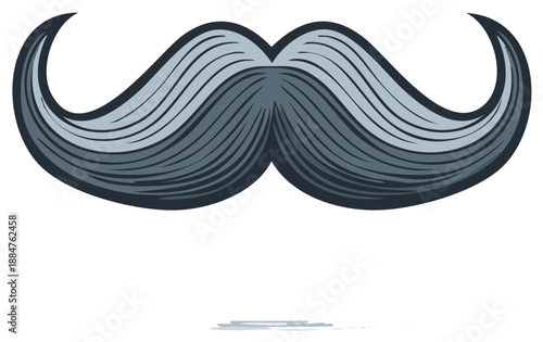 Stylized Gray Mustache Graphic Design Element