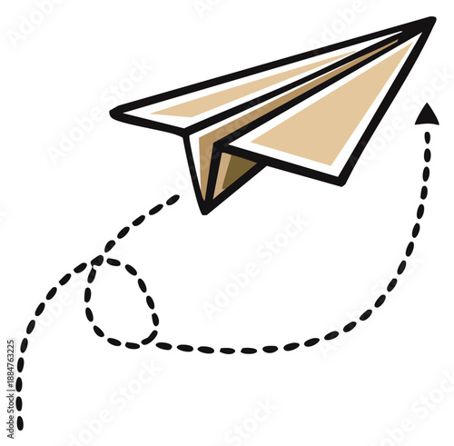 Paper Airplane Soaring with Dotted Path, Freedom Concept, Startup Success, and Aviation