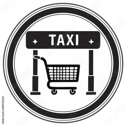 Airport Taxi Transportation Luggage Trolley Icon Symbol Black and White Travel Transportation Vector Illustration