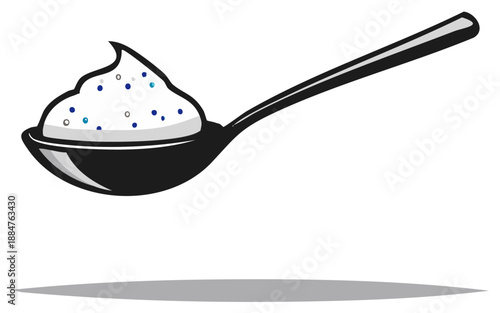 Spoonful of Frothy Cream Topping with Blue Speckles
