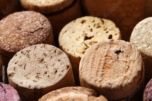 Foto Close-up wine corks texture pattern. macro view