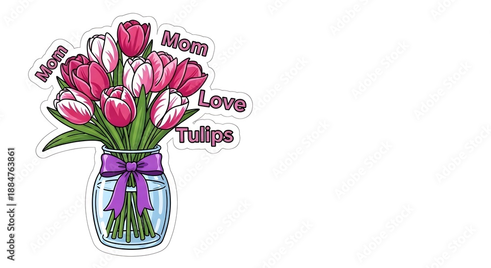 Obraz premium Happy mother's day tulips bouquet gift for mom