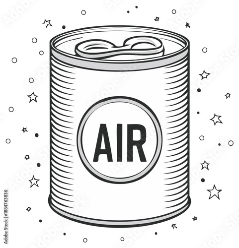 Canned Air in a Retro Style Illustration with Stars and Dots