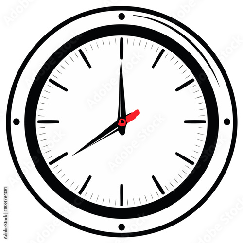 Clock Illustration with Hour and Minute Hands Showing Time