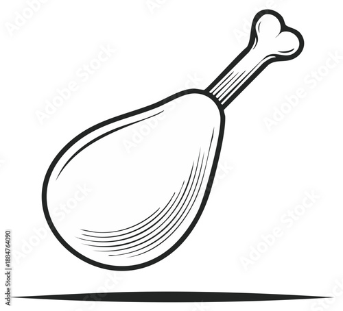 Monochrome illustration of a chicken leg
