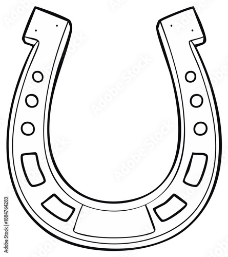 Horseshoe Outlined Symbol of Good Luck Illustration in a Vintage Style Drawing for Crafts and Printables.