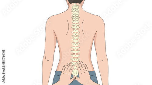 Close-up of hands gently massaging and adjusting a visible human spine, symbolizing chiropractic treatment, back pain relief, and skeletal health.