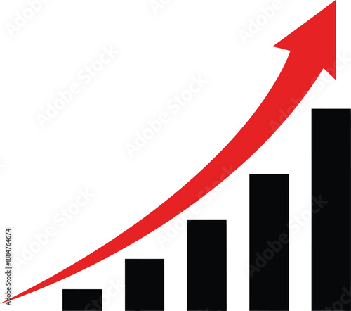 Increasing trend indicated by bar graph and red arrow
