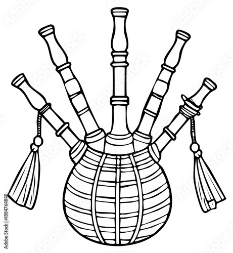 Traditional Bagpipes Emblem Vector Art Illustration Highland Music Instrument