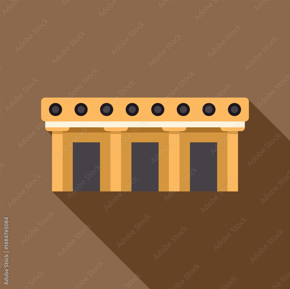 Naklejka premium Ancient temple building with columns and steps, flat design vector illustration