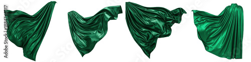Фотография Flying Cape PNG Bundle, Isolated Realistic Superhero Cloak Set, Satin Fabric Flu