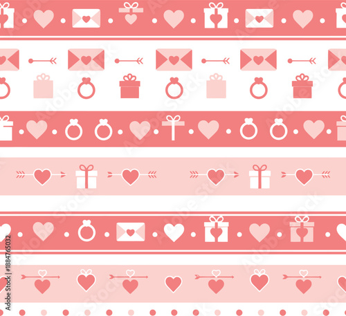 Pink and white heart patterned washi tape border design