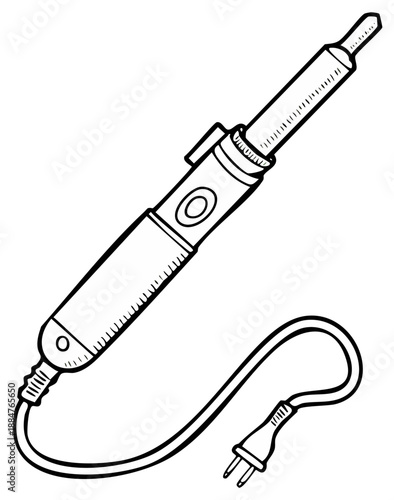 Soldering Iron Line Art Illustration of Tool for Electrical Work and Repair