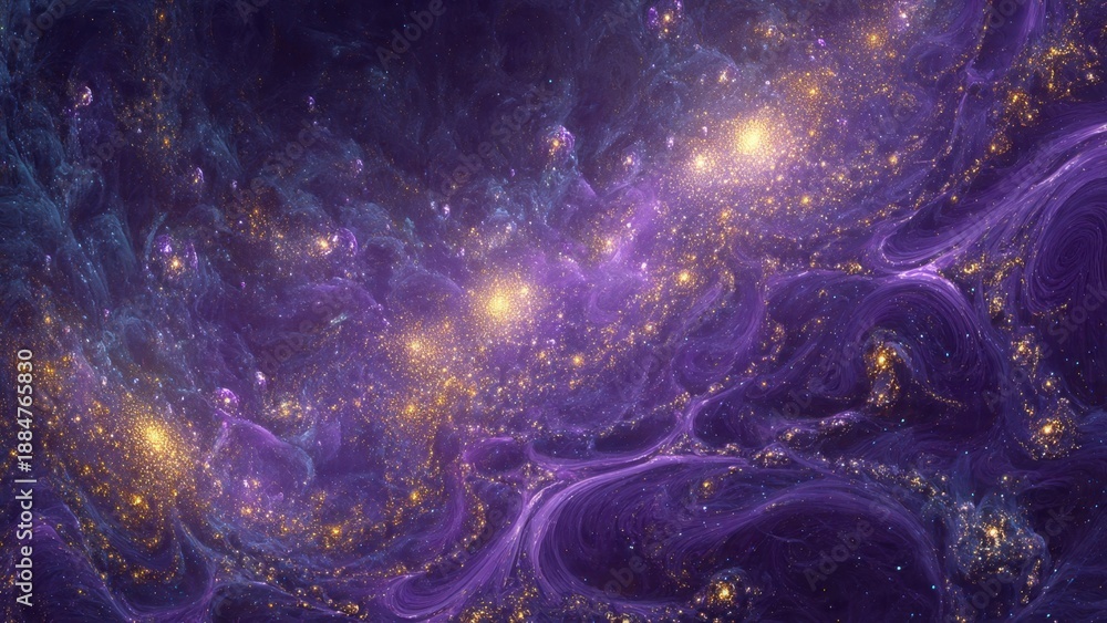 Fototapeta premium Swirling purple and gold cosmic dust galaxy