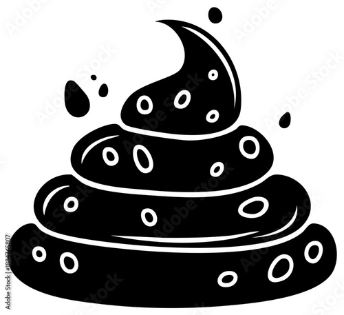 Stylized Pile of Poop with Splashes Cartoon Style