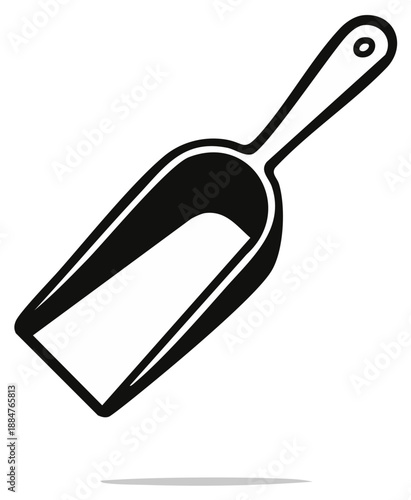 Black and white scoop icon, isolated on a white background