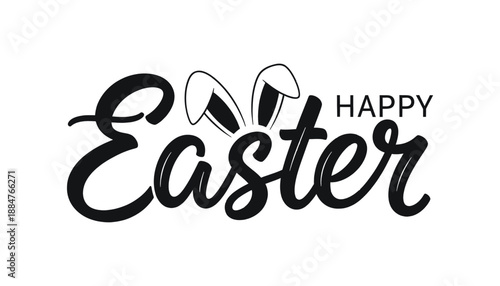 Easter greeting with bunny ears and happy wishes