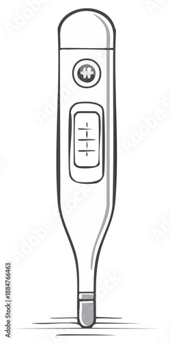 Digital thermometer illustration, healthcare concept. Measurement instrument sketch, fever checking