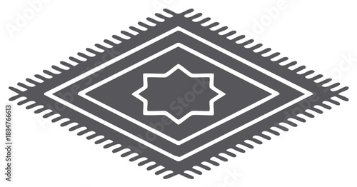 Grey and white geometric southwestern rug design in flat vector style
