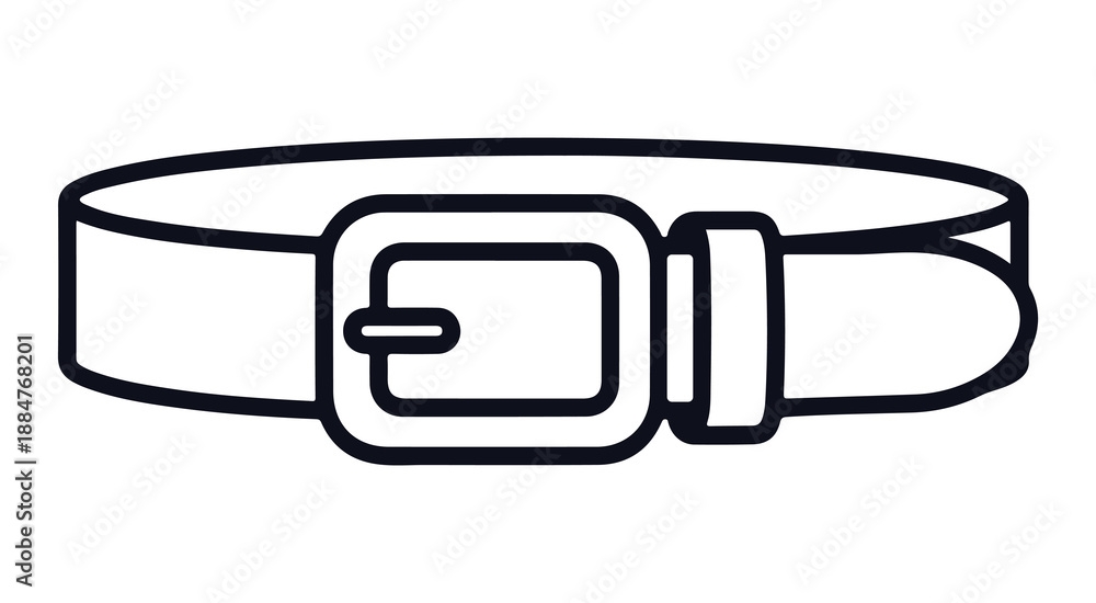 Fototapeta premium Simple Belt Icon Black And White Line Art Vector Illustration Fashion Accessory