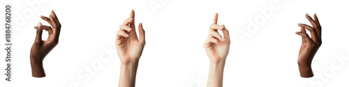 Fotografie reaching, pointing, diverse, human, hands, arms, pack, set, isolated, white, bac