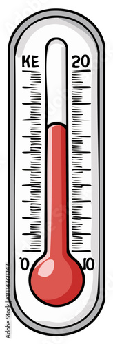 Illustration of a Mercury Thermometer Indicating Moderate Temperature Levels on a White Background