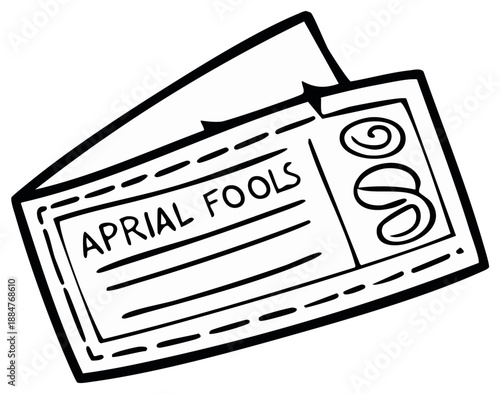 Drawn tickets reading "APRIL FOOLS" for an event