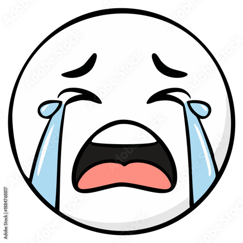 Crying Face Emoji with Big Tears Sobbing and Wailing Loudly in Despair