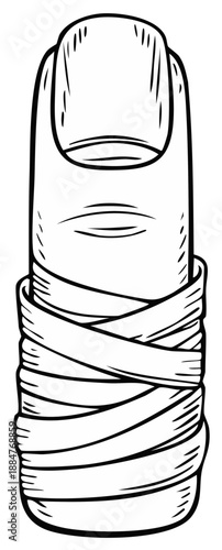 Cartoon finger with bandage illustration first aid medical care recovery sketch