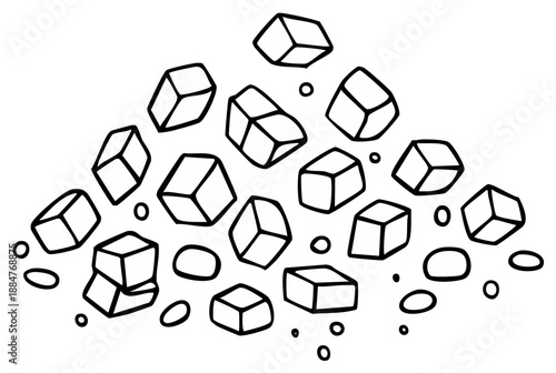 Pile of Hand Drawn Cubes and Pebbles Stacked Together