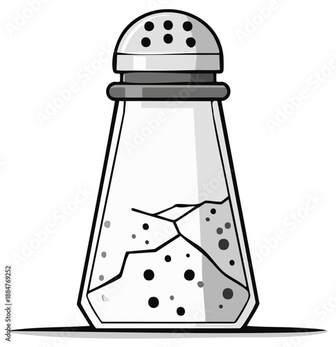 Salt shaker illustration with granular texture simple vector food seasoning condiment