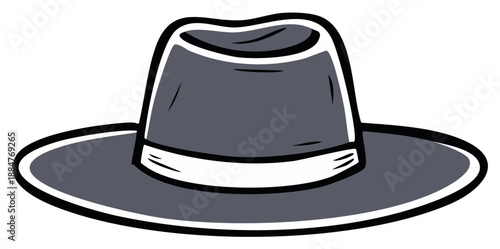 Classic Grey Fedora Hat with White Band - Vintage Style Headwear Illustration