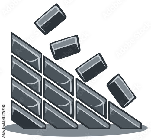 Falling Rectangles Forming Downward Staircase