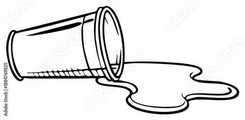 Spilled drink from a disposable cup, monochrome illustration