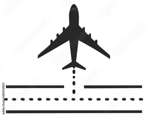 Airplane taking off from runway symbol illustration jet aircraft departure travel icon