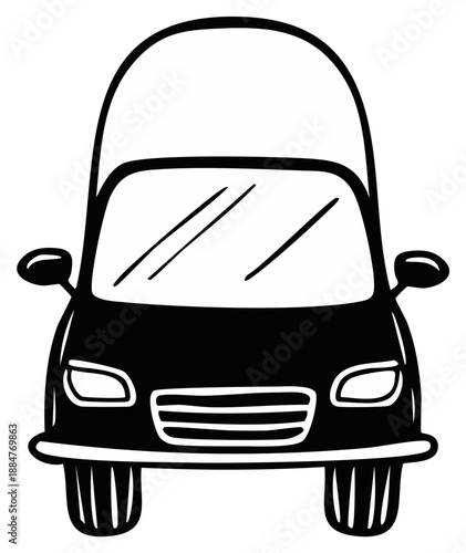 Cartoon Car Front View Simple Vehicle Illustration Transportation Concept